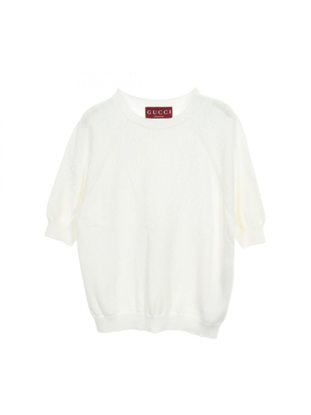 Gucci Knit GG Cotton Crew Neck Short Sleeve Sweater
